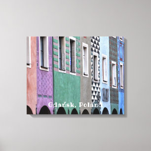 ポルスカポーランドグダニスクオールドタウンヴィンテージポーランド キャンバスプリント