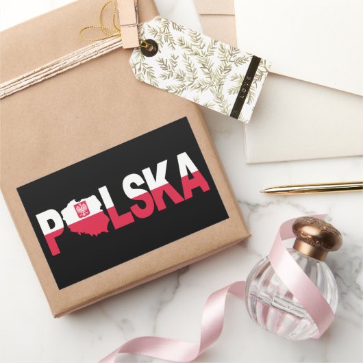 ポルスカポーランド国旗の地図 長方形シール (ギフト)