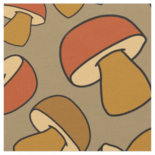 ポルチーノキノコ秋秋のパターン ファブリック (クローズアップ)