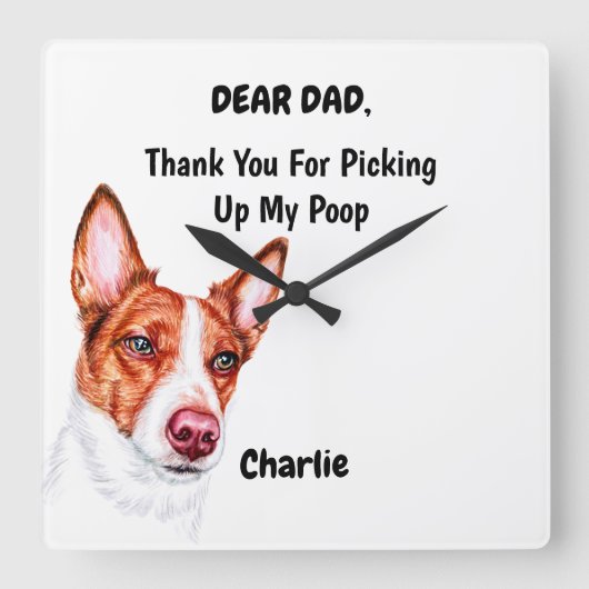 ポルトおもしろいガル・ポデンゴ・パパ水彩犬 スクエア壁時計 (正面)