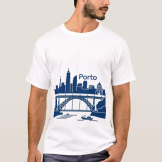 ポルトのスカイライン メンズTシャツ - ポルトガルの都市景観 Tシャツ
