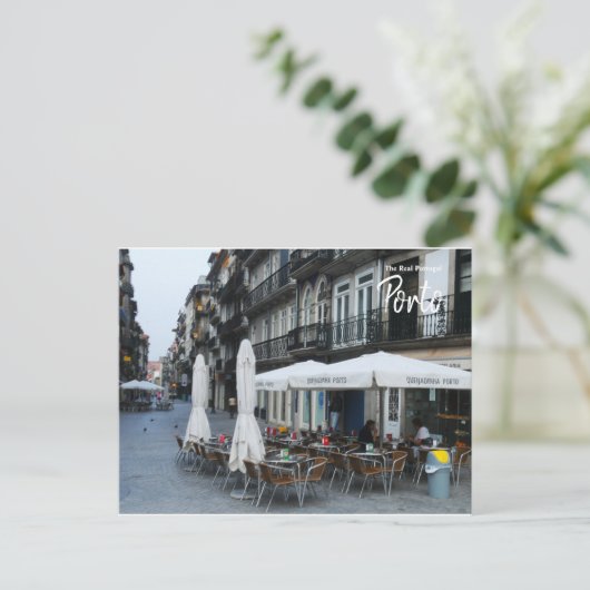 ポルトの朝のコーヒー - リアルなポルトガル ポストカード (スタンド正面)