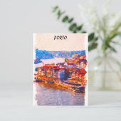 ポルトカラフルガルウォーターのアートワーク ポストカード (スタンド正面)