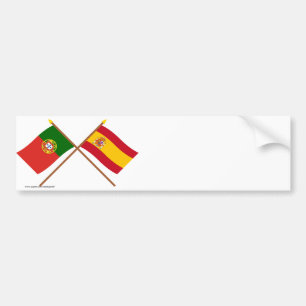 ポルトガルおよびスペインの交差させた旗 バンパーステッカー