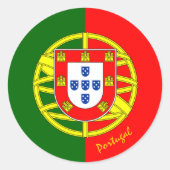 ポルトガルおよびポルトガル国旗の愛国者、旅行/スポーツ ラウンドシール (正面)