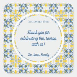 ポルトガルかわいらしのタイルのフレーム家族のクリスマス スクエアシール