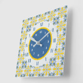 ポルトガルかわいらしのタイルのフレーム家族のクリスマス スクエア壁時計 (傾斜)