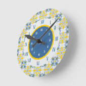 ポルトガルかわいらしのタイルのフレーム家族のクリスマス ラウンド壁時計 (傾斜)