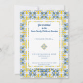 ポルトガルかわいらしのタイルのフレーム家族のクリスマス 招待状 (正面)