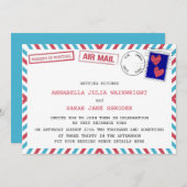 ポルトガルでのレズビアン ウェディング 招待状（航空郵便） 招待状 (正面/裏面)