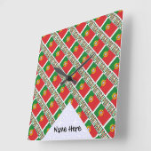 ポルトガルとポルトガルの国旗、名前で並べる スクエア壁時計 (傾斜)