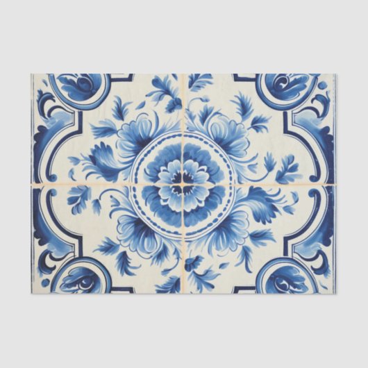 ポルトガルのかわいいタイルパターンの切り離し 薄葉紙 (正面)