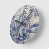 ポルトガルのアズレジョのタイル ラウンド壁時計 (傾斜)