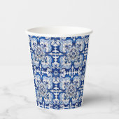 ポルトガルのアズレジョ装飾模様インディゴブルー 紙コップ (正面)