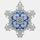 ポルトガルのアズレジョ釉タイル科 スノーフレークピューターオーナメント (正面)