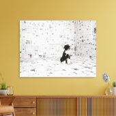 ポルトガルのウォーター・ドッグが部屋に入り キャンバスプリント (インサイチュ (リビング))