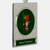 ポルトガルのエンサインを持つサンタクロース シルバープレートバナーオーナメント (右)