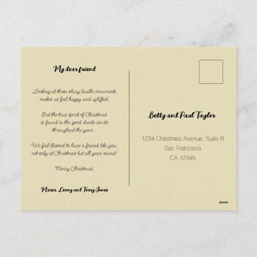 ポルトガルのオンドリとのクリスマスショッピング シーズンポストカード (裏面)