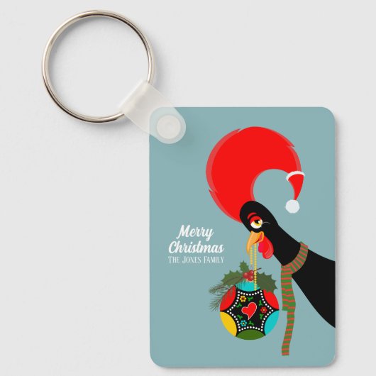 ポルトガルのオンドリとホリー・クリスマスボーブル キーホルダー (正面)