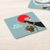 ポルトガルのオンドリとホリー・クリスマスボーブル スクエアペーパーコースター (アングル)