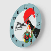 ポルトガルのオンドリとホリー・クリスマスボーブル ラージ壁時計 (傾斜)