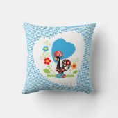 ポルトガルのオンドリと青い水玉模様 クッション (裏面)