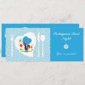 ポルトガルのオンドリと青い水玉模様 招待状 (正面/裏面)