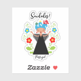 ポルトガルのカラベル船とファドの女性歌手 シール