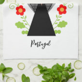 ポルトガルのキャラベル船とファドの女性シンガー キッチンタオル (折り畳み)