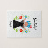 ポルトガルのキャラベル船とファドの女性シンガー ジグソーパズル (横)