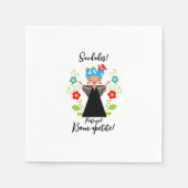 ポルトガルのキャラベル船とファドの女性シンガー スタンダードカクテルナプキン (正面)