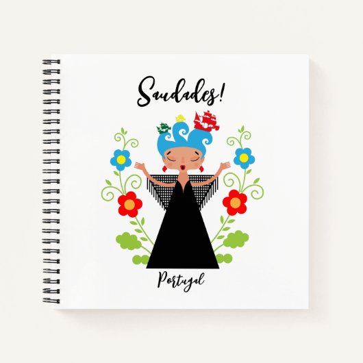 ポルトガルのキャラベル船とファドの女性シンガー ノートブック (正面)