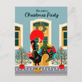 ポルトガルのクリスマスのニワトリと家のパーティー インビテーションポストカード