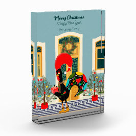 ポルトガルのクリスマスの家とオンドリの挨拶 フォトブロック