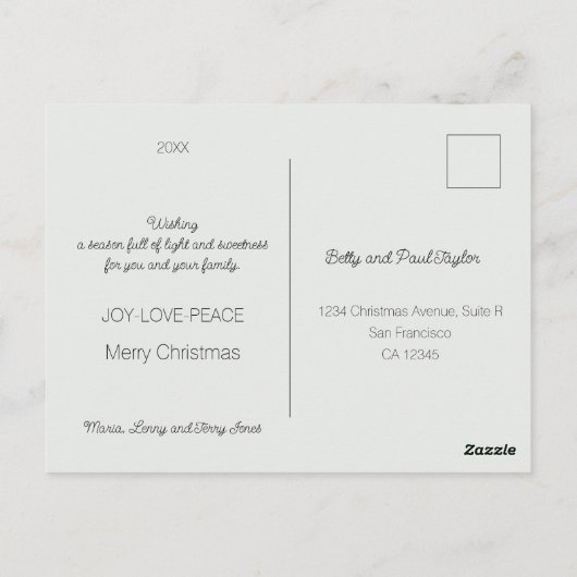 ポルトガルのクリスマスの家とオンドリの挨拶 ポストカード (裏面)