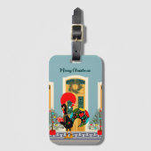 ポルトガルのクリスマスの家とオンドリの挨拶 ラゲッジタグ (正面縦)