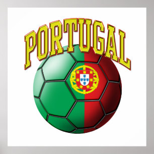 ポルトガルのサッカーボールの旗 ポスター