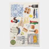 ポルトガルのシンボル旅行愛好家 キッチンタオル (縦)