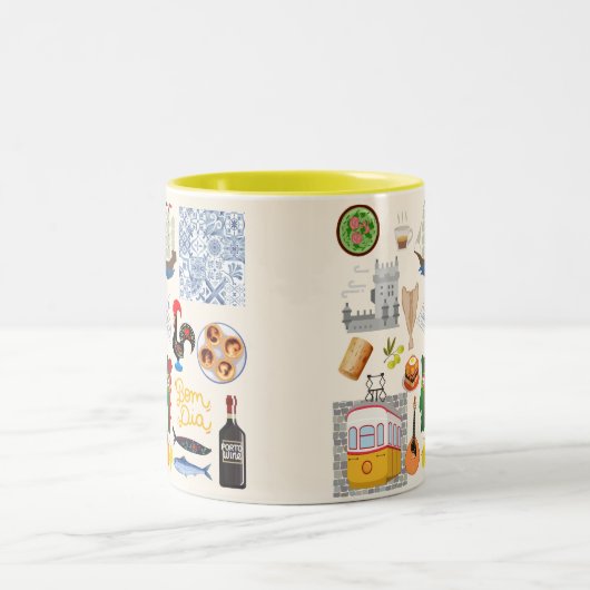 ポルトガルのシンボル旅行愛好家 ツートーンマグカップ (中央)