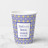 ポルトガルのタイルが青い地中海をイメージしたウェディングシャワー 紙コップ (正面)