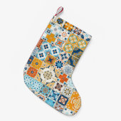 ポルトガルのタイルで継ぎ目のない模様。イラス スモールクリスマスストッキング (正面 (吊り時))