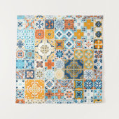 ポルトガルのタイルで継ぎ目のない模様。イラス タペストリー (正面(横))