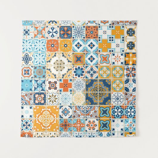 ポルトガルのタイルで継ぎ目のない模様。イラス タペストリー (正面(横))