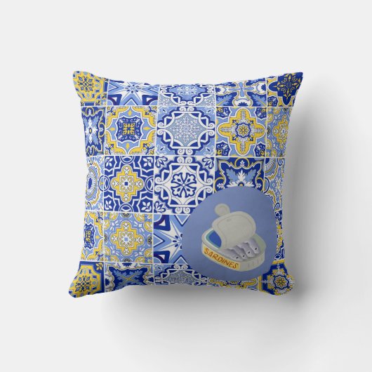 ポルトガルのタイルとイワシ クッション (裏面)