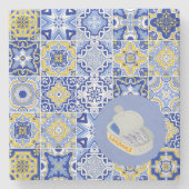 ポルトガルのタイルとイワシ ストーンコースター (正面)