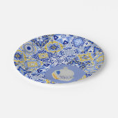 ポルトガルのタイルとイワシ ペーパープレート (アングル)