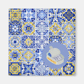 ポルトガルのタイルとイワシ マグネット (正面)