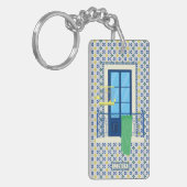 ポルトガルのタイルと鳥と窓バルコニー キーホルダー (正面左)