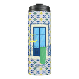 ポルトガルのタイルと鳥と窓バルコニー タンブラー