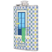 ポルトガルのタイルと鳥と窓バルコニー フラスク (左)